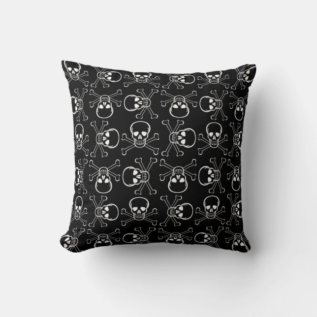 White Skull and Crossbones Cushion (Front)