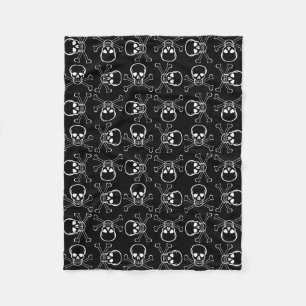 White Skull and Crossbones graphic Pattern Fleece Blanket
