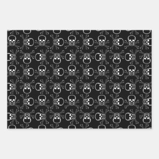 White Skull and Crossbones graphic Pattern Wrapping Paper Sheet