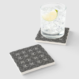 White Skull and Crossbones Stone Coaster