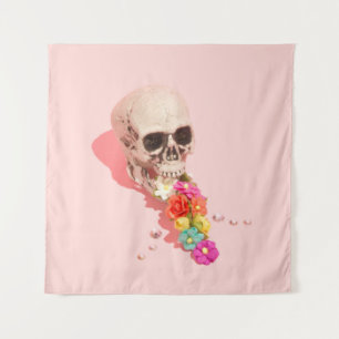 WHITE SKULL CENTERPIECE TAPESTRY