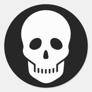 ☠  white skull classic round sticker
