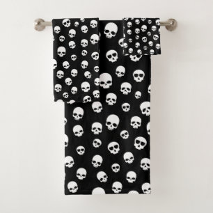White Skull Goth Pattern Bath Towel Set