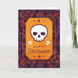 White Skull Happy Halloween Card