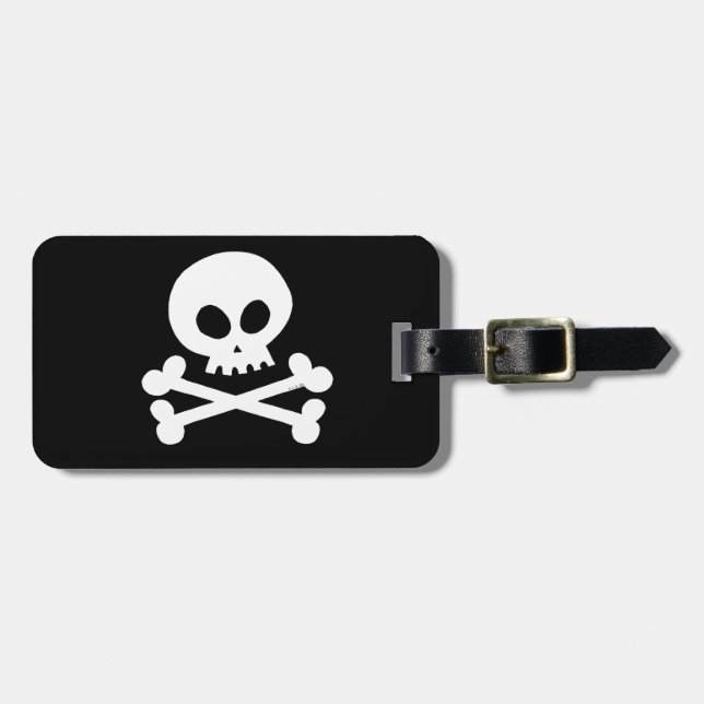 White skull luggage tag (Front Horizontal)