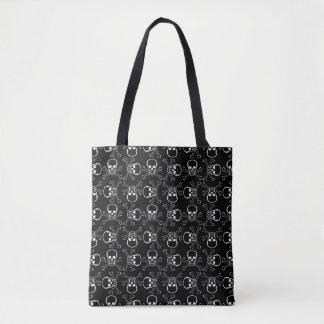 White Skulls and Crossbones graphic Pattern Tote Bag