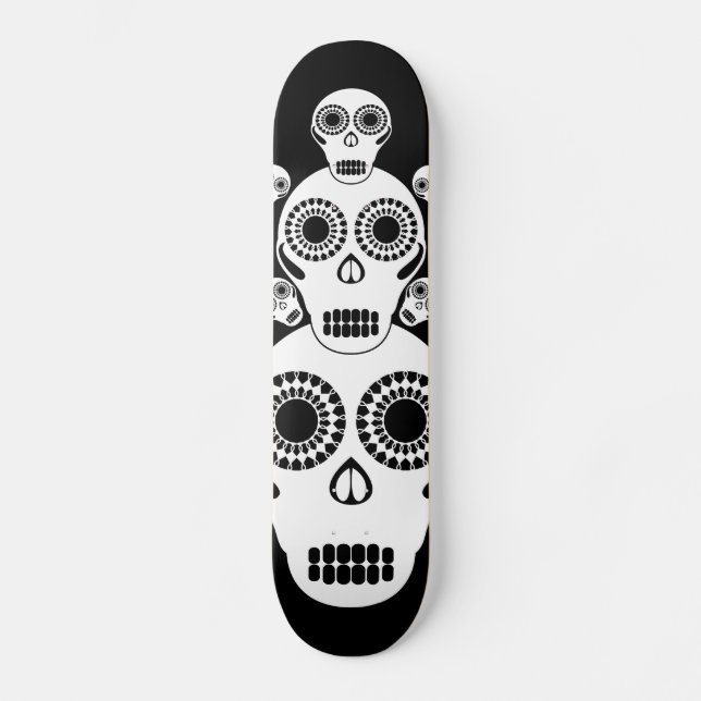 White Skulls Black Skateboard (Front)