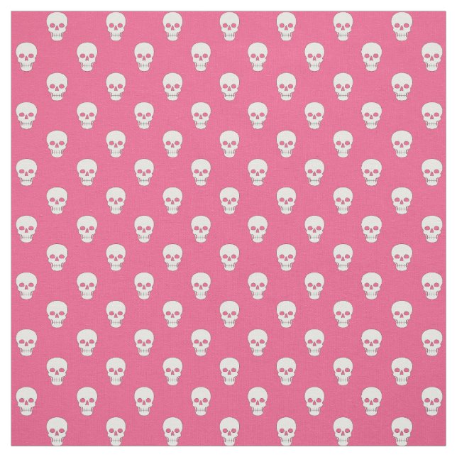 White Skulls on Pink Fabric (Swatch)