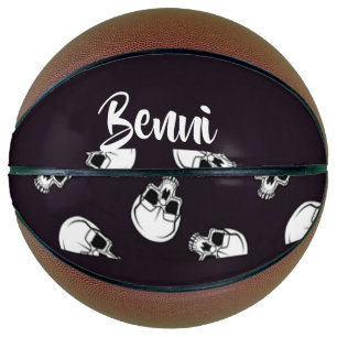 White skulls on purple pattern basketball
