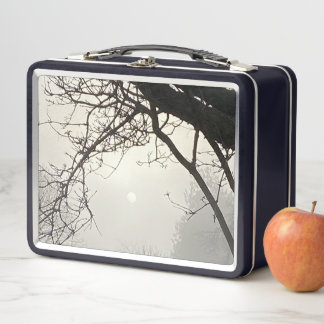 White Sky And Sun Dramatically Framed By Trees     Metal Lunch Box