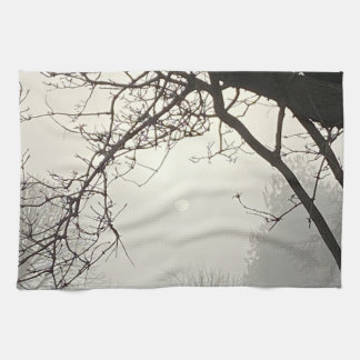 White Sky And Sun Dramatically Framed By Trees  Tea Towel