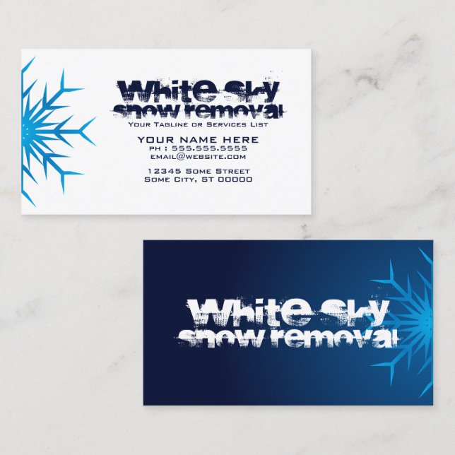 white sky snow removal business card (Front/Back)