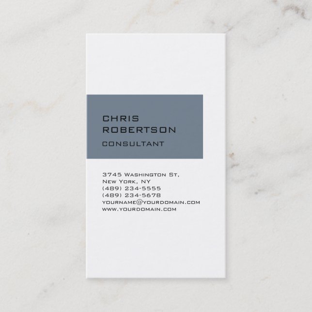 White Slate Grey Attractive Charming Business Card (Front)