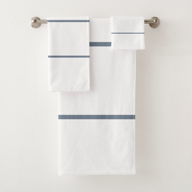 White Slate Grey Geometric Lines Bath Towel Set (Insitu)