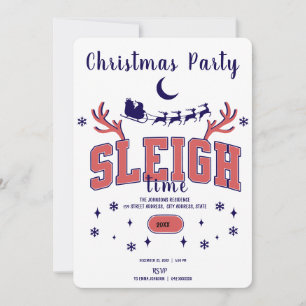 White Sleigh Time Christmas Party Invitation
