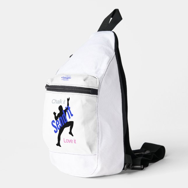 White sling bag for climbers/ boulderers. Chalk it (Right Corner)
