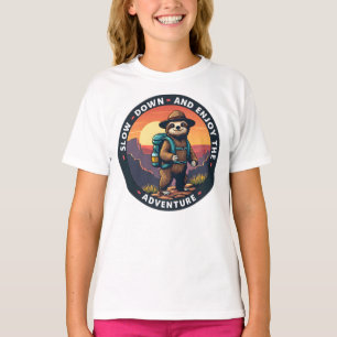 White Sloth Slow Down and Enjoy the Adventure T-Shirt
