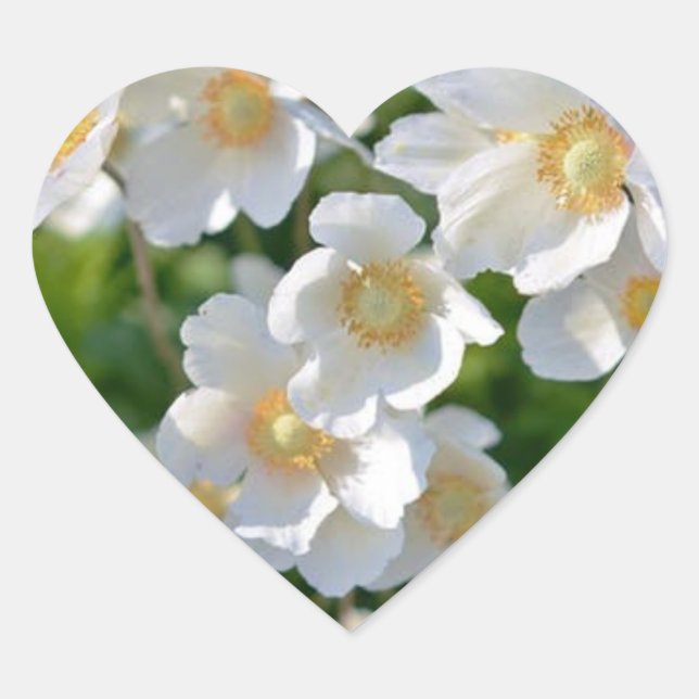 White Small Flowers on Heart Sticker (Front)