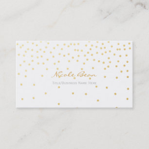 White Small Gold Foil Confetti Dots Business Card