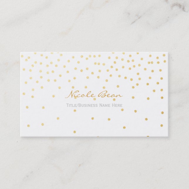 White Small Gold Foil Confetti Dots Business Card (Front)