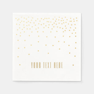 White & Small Gold Foil Confetti Wedding Napkins