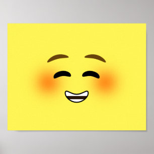 White Smiling Emoji Poster