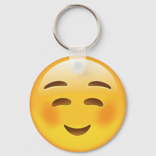 White Smiling Face Emoji Key Ring