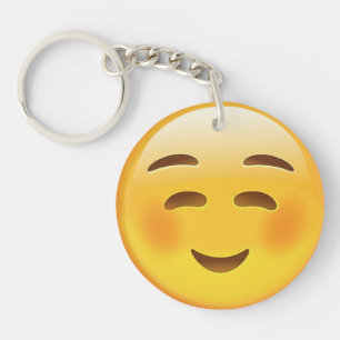 White Smiling Face Emoji Key Ring