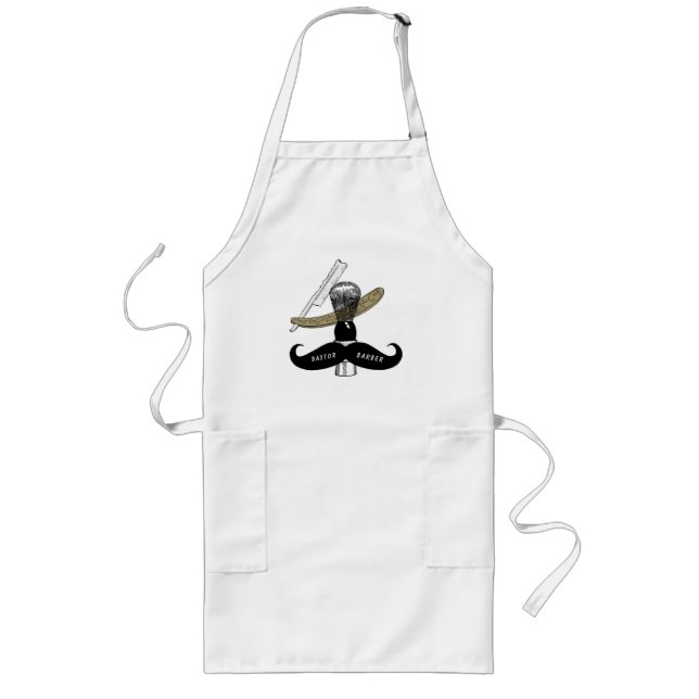 White Smock Apron Barber Razor Beard Brush (Front)