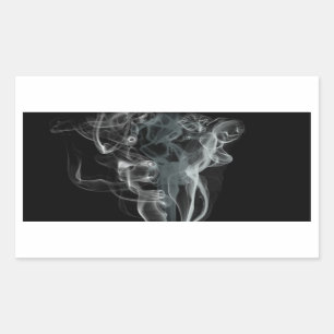 White smoke on black background rectangular sticker