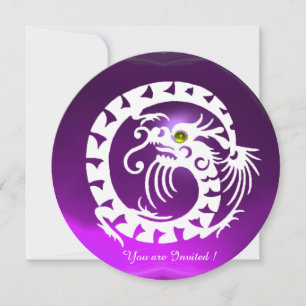 WHITE SNAKE DRAGON PURPLE AMETHYST GEM STONE INVITATION