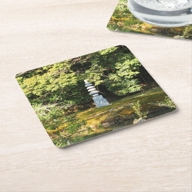 White Snake Pagoda / Hakuja No Tsuka Square Paper Coaster (Angled)
