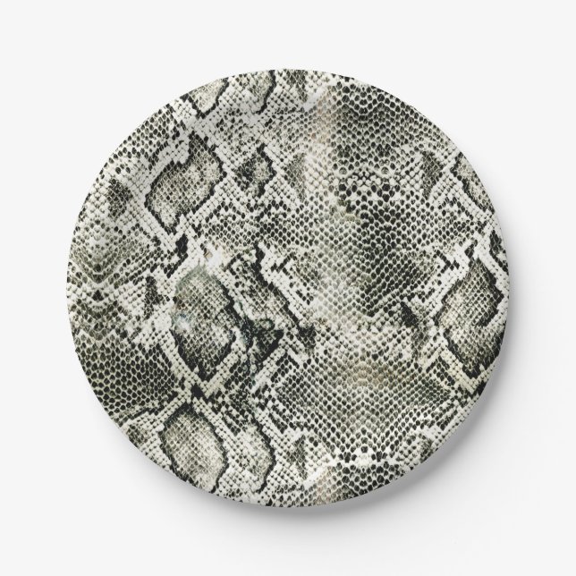 White Snake print Paper Plate (Front)