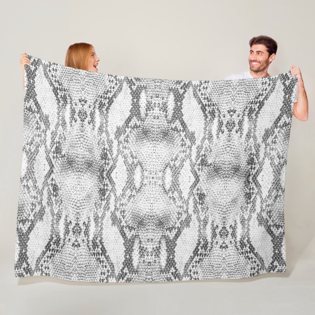 White Snake Skin Print Fleece Blanket (In Situ)