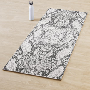 White Snake Skin Print Yoga Mat