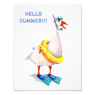 White Snorkelling Goose Photo Print