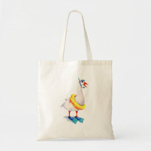 White Snorkelling Goose Tote Bag