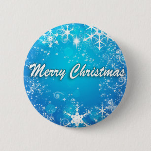 White snow blue Christmas 6 Cm Round Badge