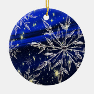 White snow blue ornament
