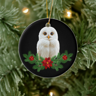 White Snow Christmas Owl Ceramic Tree Decoration