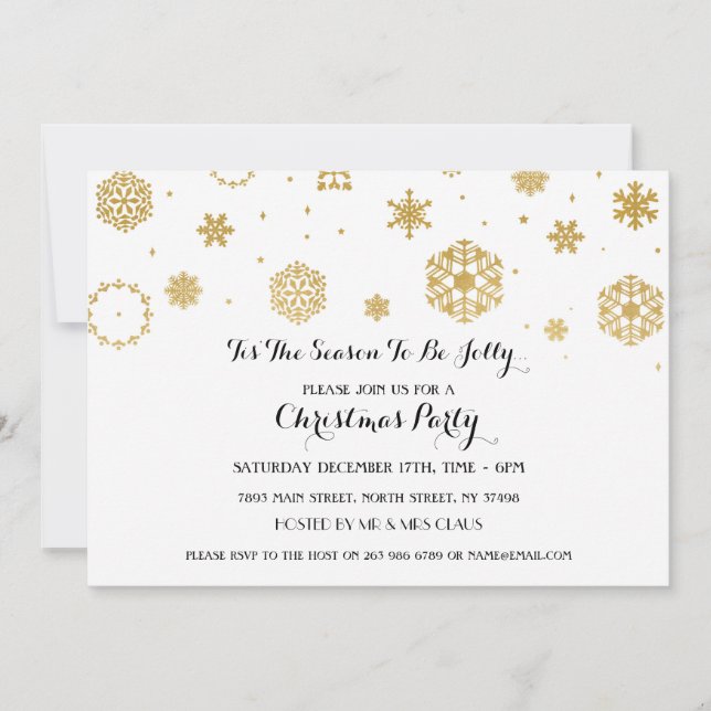 White Snow Christmas Party Xmas Holidays Invite (Front)