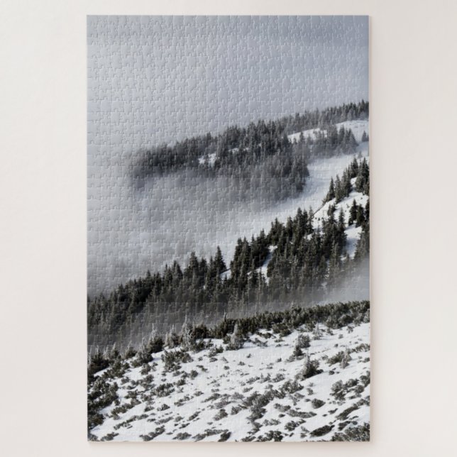 White Snow Covered Mountain Side Jigsaw Puzzle (Vertical)