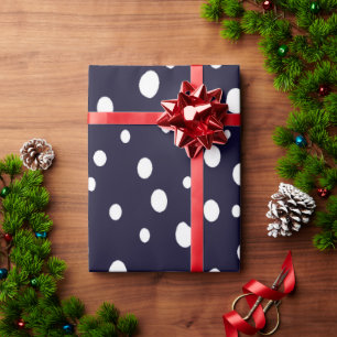 White Snow Dot Pattern Satin Wrapping Paper
