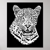 White Snow Leopard Head Jungle Animals Art