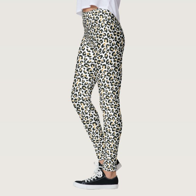 White Snow Leopard Print Leggings (Left)