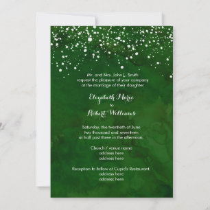 White Snow on Green Winter Wedding Invitation