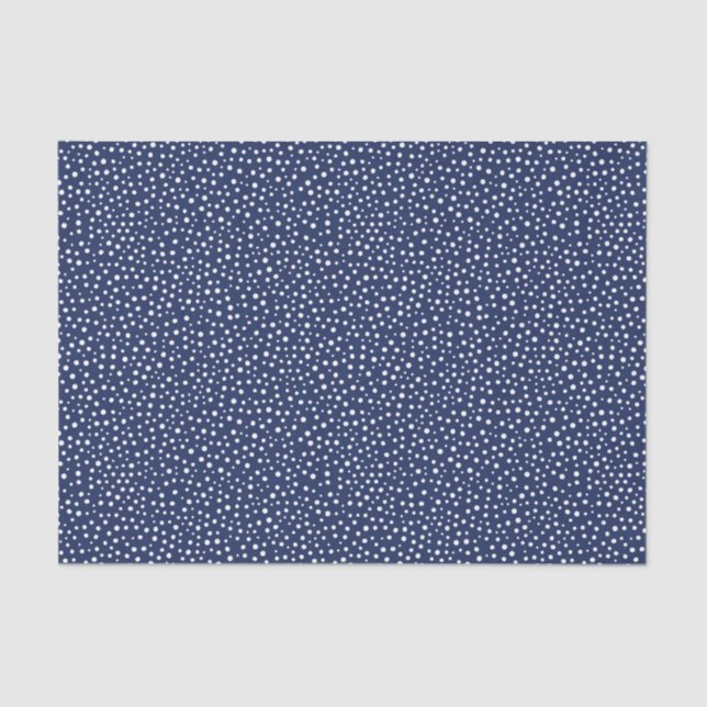 White Snow on Navy Blue Christmas Tissue Paper (Front)
