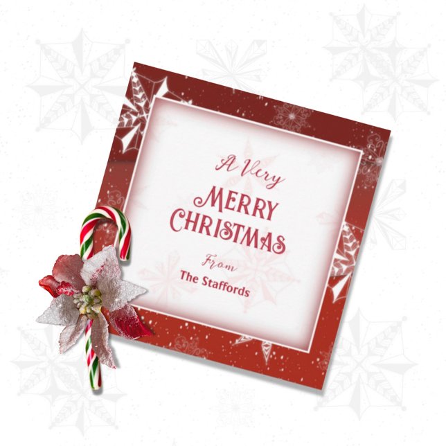 White Snow on Red Canvas Christmas Card (Creator Uploaded)