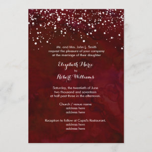 White Snow on Red Winter Wedding Invitation