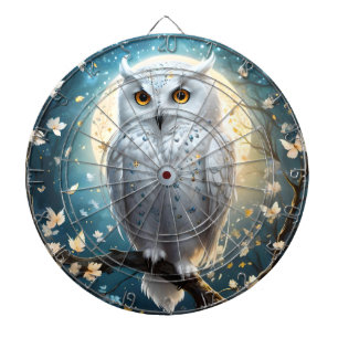 White Snow Owl With Sparkle,  Dartboard